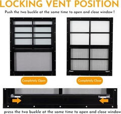 2 Pack 18″x23″ Black Shed Windows with Tempered Glass & Screen – Flush Mount
