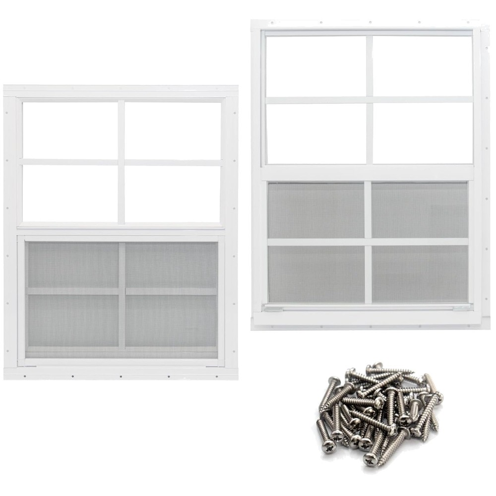 Durable Shed Window Set, 2 Pack 18″x23″ with Tempered Glass