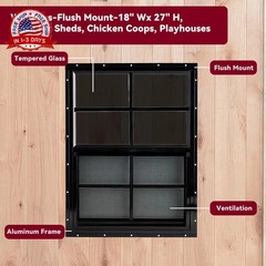18″ x 27″ Black Shed Windows 2 Pack,Small Windows with Tempered Glass – Flush Mo
