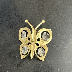 Gold Tone Butterfly and Bird window hangers with Clear Glass Stones Set of 3