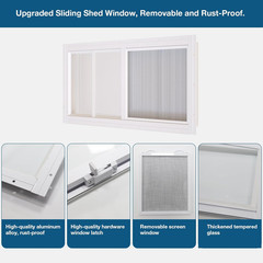 Shed Windows 2 Pack, 10″X23″ Sliding Windows Transom Window with Tempered