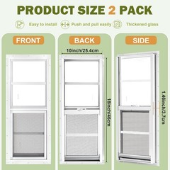 2 Pack Sliding Shed Windows 10″x18″ White | Transom Window with Tempered Glass