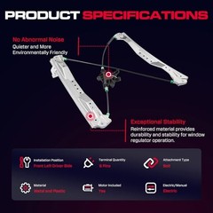 Front Driver Side Power Window Regulator with Motor (6 Front Driver With Motor