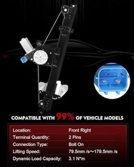 Front Right Passenger Side Power Window Regulator with Motor for:-Nissan