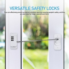 3Pcs Reusable Safety Locks for Cabinets Drawers and Windows with Code