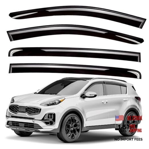 Window Deflectors Smoke Tinted Tape-On Side Window Vent For Sportage 17-22