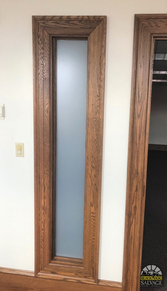6 Foot Tall Sidelight, Frosted Translucent Glass, Oak, James Madison University