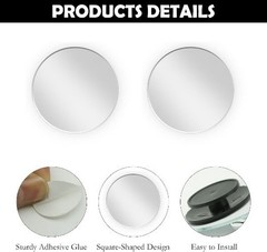 2Pcs Removable Adjustable Blind Spot Mirrors, Round Wide Ang Color: Round-2Pcs