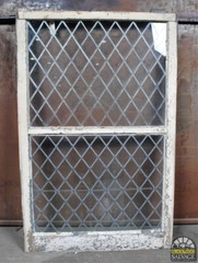 Leaded Glass Window in Oak Sash, 32″ x 49 1/8″, Diamond Pattern