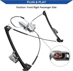 FrontRight Passenger Side Power Window Regulator w/ Motor fit for Chevy Corvette
