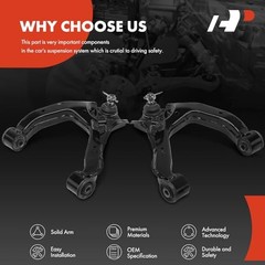 2 x Front Upper Control Arm with Ball Joint & Bushing, Compatible with