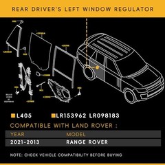 Rear Left Driver Side Power LR153962/LR098183 LR153962 Rear Driver Left Side