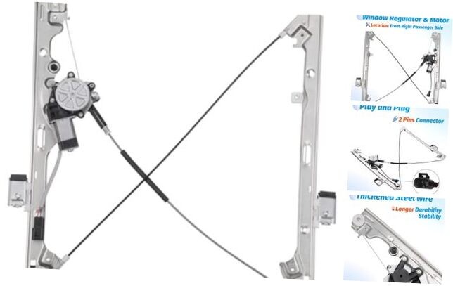 Power Window Regulator with Motor Compatible with Front Right Passenger Side