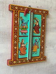 Wooden Jharokha Wall Hanging | Krishna Painting | Indian Window Frame Decor