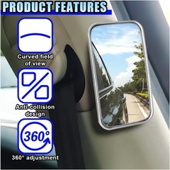 2PCS Rectangular Blind Spot Mirror, 3.5″ x 2″ 360° Rot Color: Rectangle/Silver