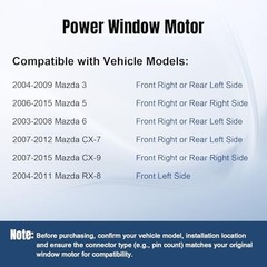 Front Passenger or Rear Side Power Window Lift Motor fit Front Passenger Side