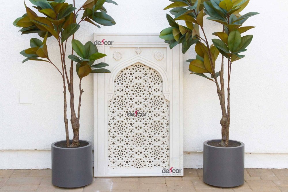 Taj Carved Indian Marble Window, Ornate Lattice Wall Panel, Marble Screen