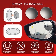 2.5″ Unique Convex Blind Spot Side: Rear View/Rearview Tr Color: Pick Up Truck