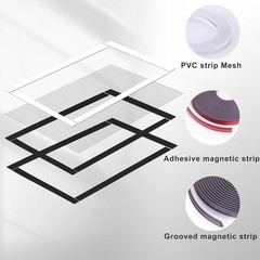 Adjustable DIY Magnetic Window Screen Mesh White Frame Max 4 SIZE Fits all