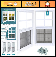 2 Pack 12″x18″ Flush Mount Shed Windows – Tempered Glass & Fiberglass Screen for