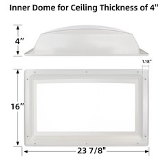 XMK RV Skylight Replacement Bundle 18 x 26 Outer Dome Fit 14 x22 Opening RV