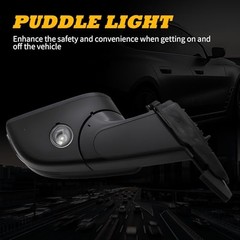 Left Driver Side Mirror Assembly Compatible with Left (10 Pins) Bright Black
