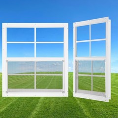 24″ x 27″ Sliding Shed Windows 2 Pack, Tempered Glass & Metal Screen, Flush Moun