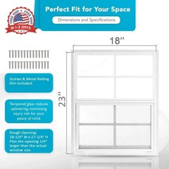 PRO FLEX 2 Pack Shed Window 18″ x 23″ – Ultra Thick White Aluminum Flush Mount w