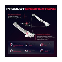 Front Passenger Side Power Window Regulator with Motor (6 Pins) Fit for 2008-…