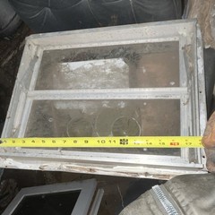 Two White Metal Awning Window, Paintable, Clear Glass, 15 x 12 in, Basement