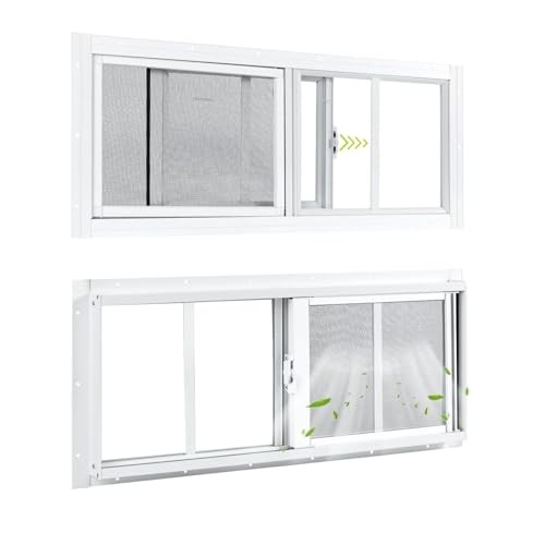COLORPAPA 2 Pack Shed Windows, 10″x23″ Sliding Windows, Transom Window with