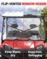 Scratch-Resistant Vented Front Windshield Compatible with Polaris Ranger 2010