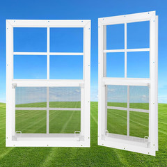 Shed Windows 2 Pack Sliding Tempered Glass Frame Chicken Coop Barn Building Tool