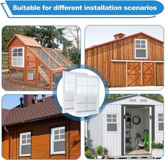 2 Pack 12″x18″ Sliding Shed Windows, Chicken Coop Windows – White Flush Mount w/