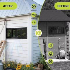 2 Pack Shed Windows, 10″x18″ Sliding Windows, Transom Window with Tempered Gl…