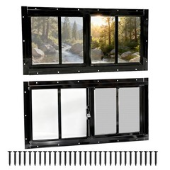 2 Pack 8″x16″ Sliding Windows with Tempered Glass & Fiberglass Screen for Shed,