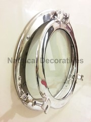 Canal Boat 17″ Porthole Window Nickel Finish~Wall Window Glass Porthole Decor