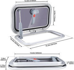 16.2″ X10.5″ Rectangular Deck Hatch,Aluminum Alloy Boat Porthole Window,Push Out