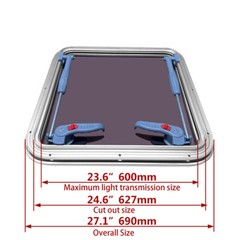 ISURE MARINE Anodized Aluminum Push Out Deck Hatch Boat Yacht Square Opening