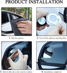 2 PCS Car Blind Spot Mirror, Fan Shaped HD Glass Convex 360° Rotating Wide Angl