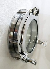 12″ Canal Boat Porthole Window Glass Porthole Home Decorative (Shiny Silver)
