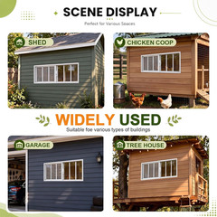 2 Pack 10″ X 29″ Shed Windows, White Aluminum Sliding Frame with Tempered Glass,