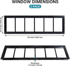 Shed Window 10″X35″ 2 Pack Transom Window Fixed Design with Tempered Glass, Perf