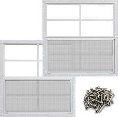 Durable Shed Windows 24″x24″ White, Tempered Glass, Rust-Free, Easy Install, 2PK