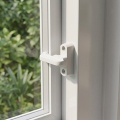 1 Set White Durable Window Bolt Latch Plastic Metal Casement Security Lock