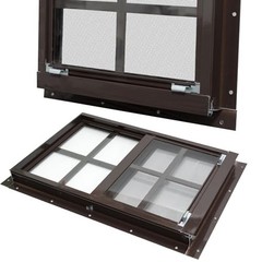 2 Pack Shed Windows 12×18 Black Frame Flush Mount Tempered Glass Fiberglass Scre