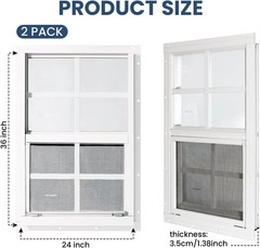 2 Pack 24″ x 36″ Aluminum Shed Windows with Fiberglass Screens
