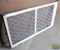 28″ x 49″ Leaded Glass Window in Oak Sash, Diamond Pattern