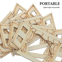 6Pcs Mini Wooden Window Frames Khaki Paintable Wood Craft Decor for Dollhouse