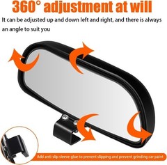 Car Blind Spot Mirror, Adjustable HD Glass Convex Rear View Mirro Style: Black